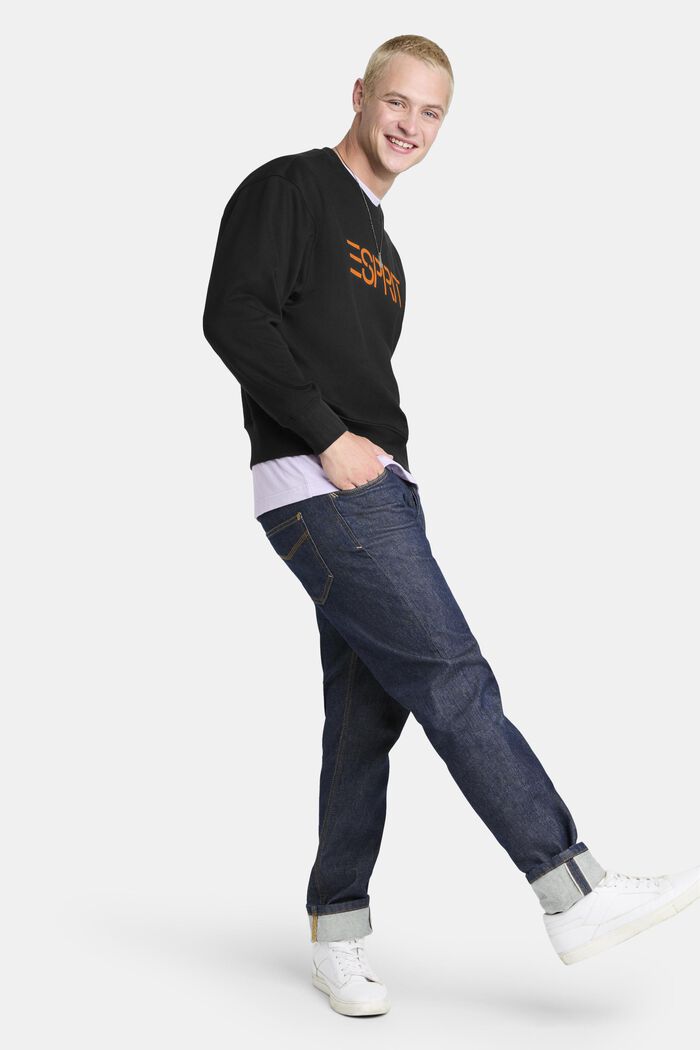 Uniseks logo-sweatshirt van katoenen fleece, BLACK, detail image number 2