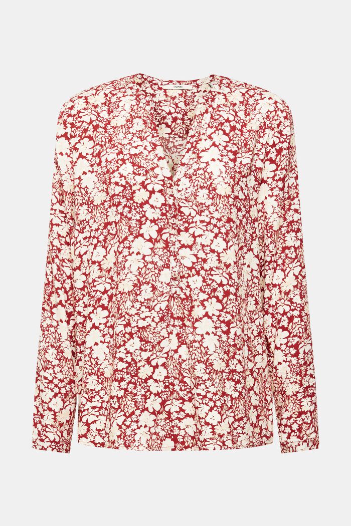 Henley blouse van LENZING™ ECOVERO™, DARK RED, detail image number 7