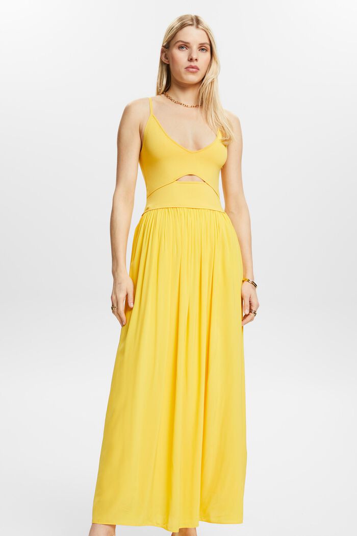 Midi-jurk met cut-out, SUNFLOWER YELLOW, detail image number 0