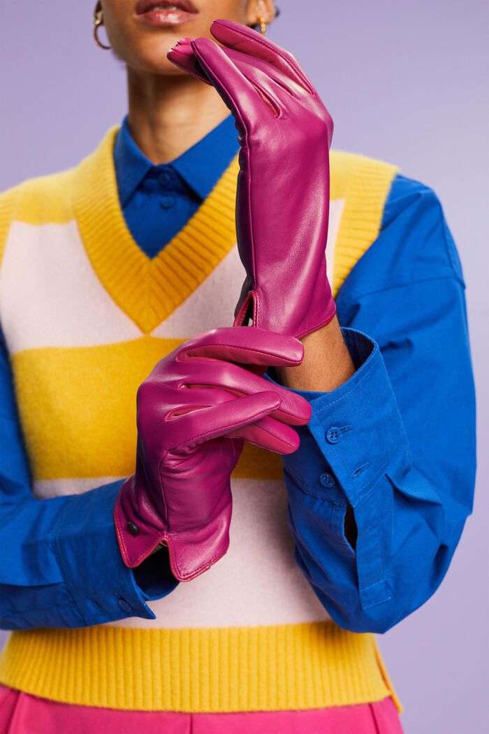 Leren handschoenen, PINK FUCHSIA, detail image number 2