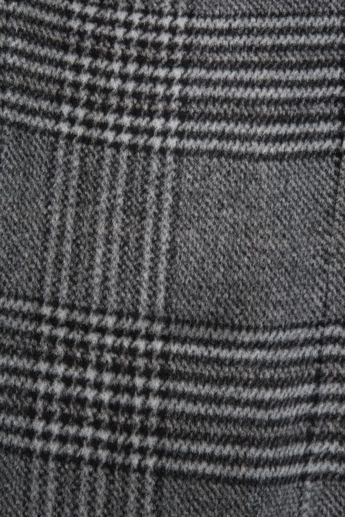 Gerecycled: geruite mantel van wolmix met kasjmier, BLACK, detail image number 8