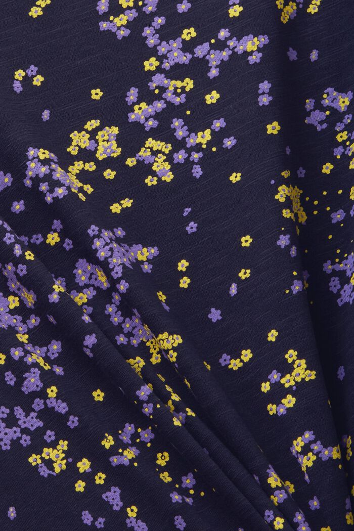 Katoenen shirt met bloemenprint, NAVY, detail image number 4
