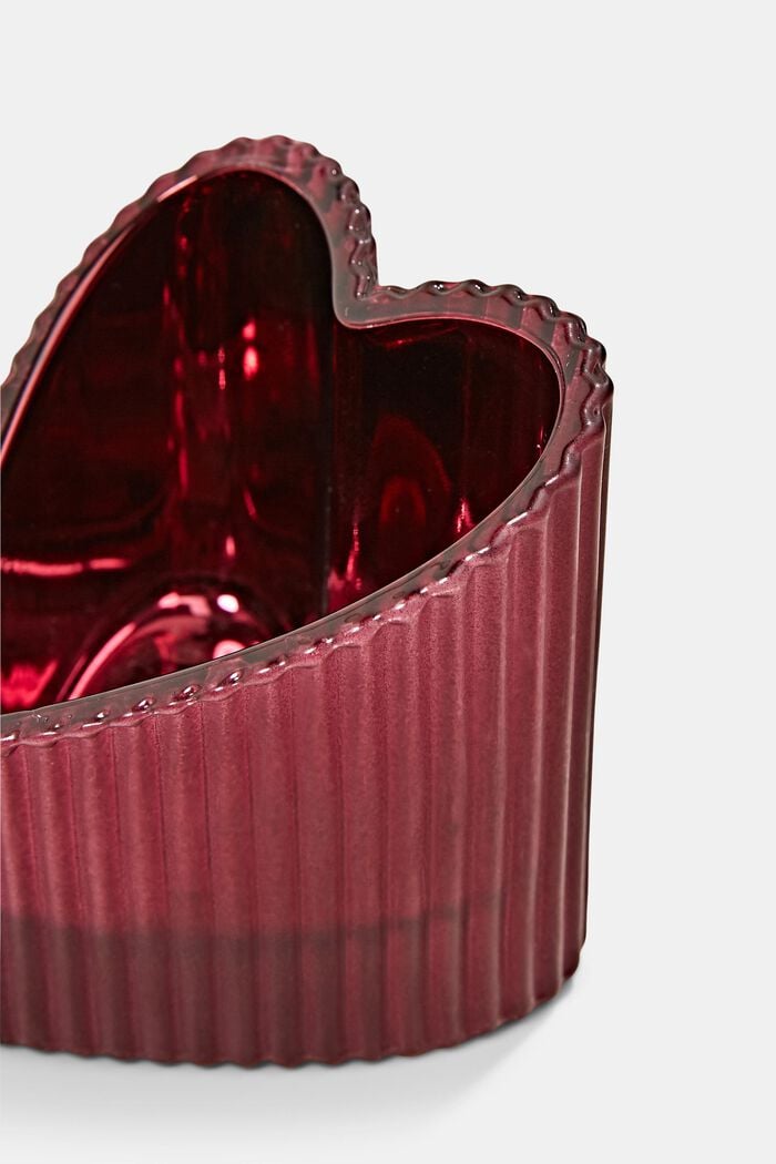 Set van 2 hartvormige glazen kaarsenhouders, RED, detail image number 1