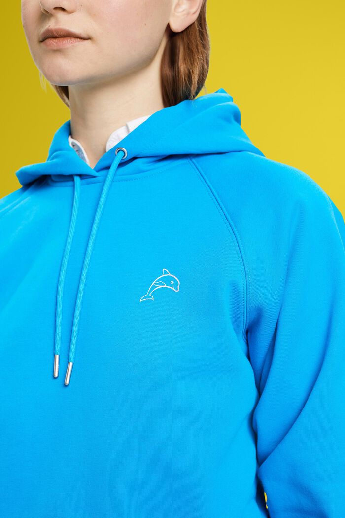Cropped hoodie met dolfijnenlogo, TURQUOISE, detail image number 2