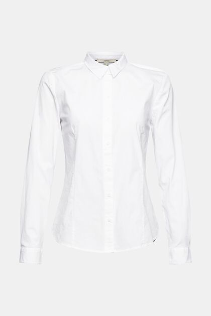 Getailleerde overhemdblouse, WHITE, overview
