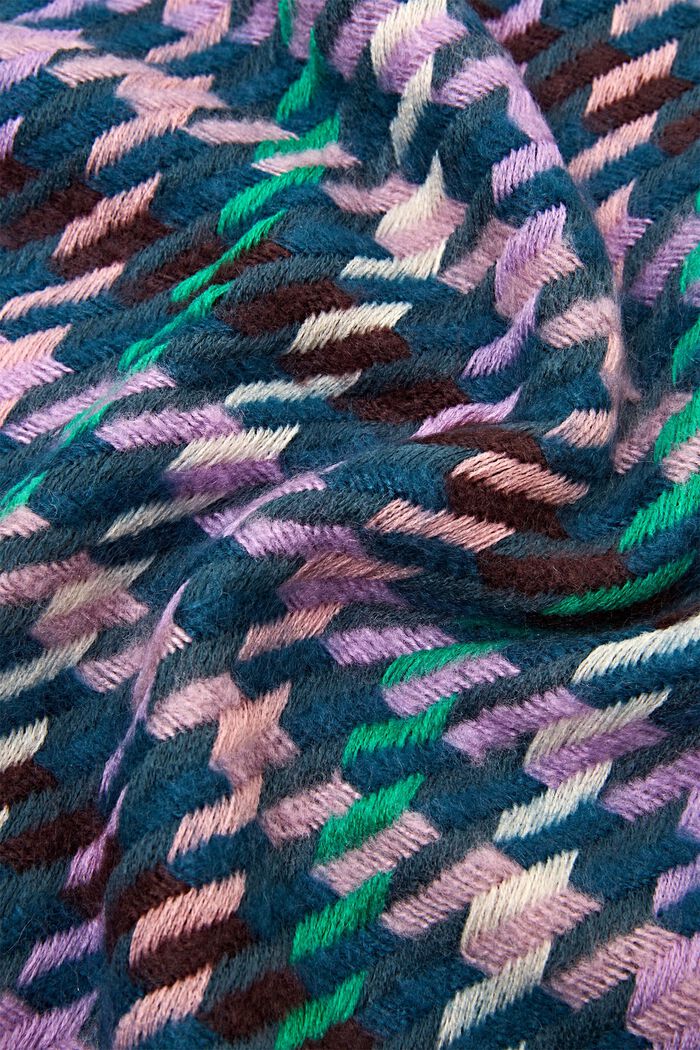 Écharpe à motif pied-de-poule multicolore, DARK TURQUOISE, detail image number 1