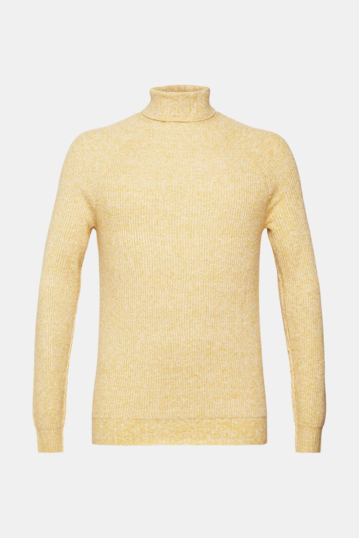 Pull-over bicolore à col roulé, DUSTY YELLOW, overview