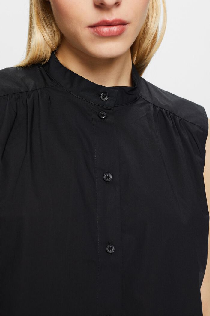 Mouwloze popeline blouse, BLACK, detail image number 3