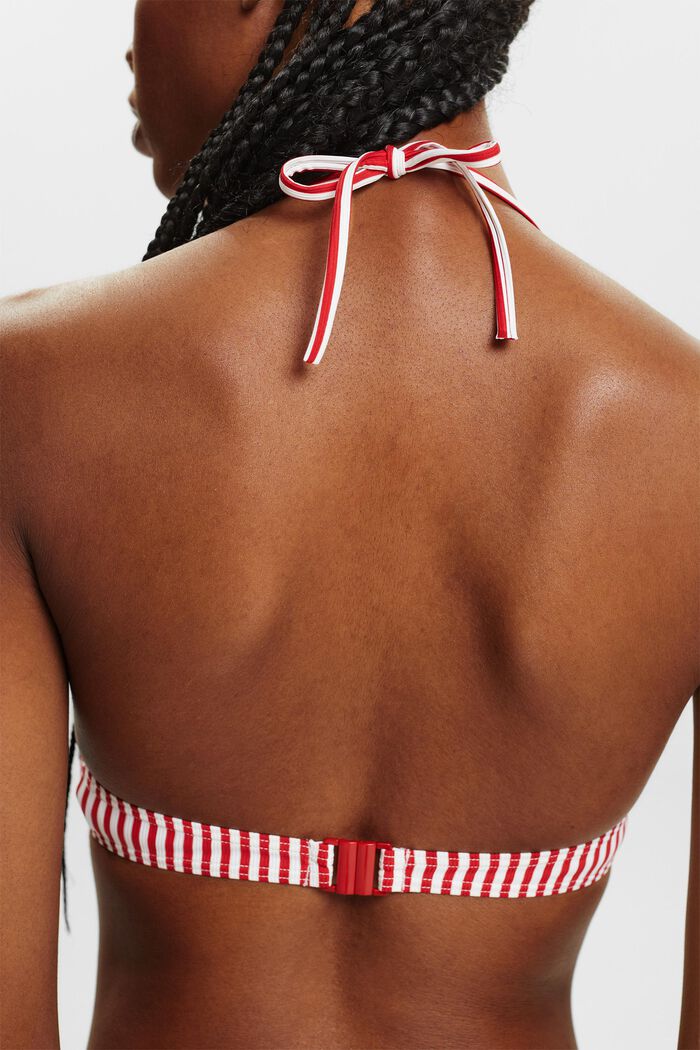 Gevoerde bikinitop met halternek, DARK RED, detail image number 1