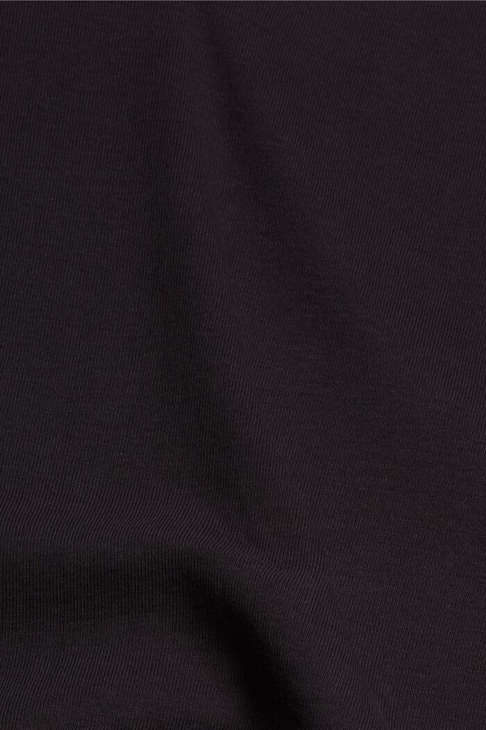 T-shirt à manches longues et col droit, 100 % coton biologique, BLACK, detail image number 4
