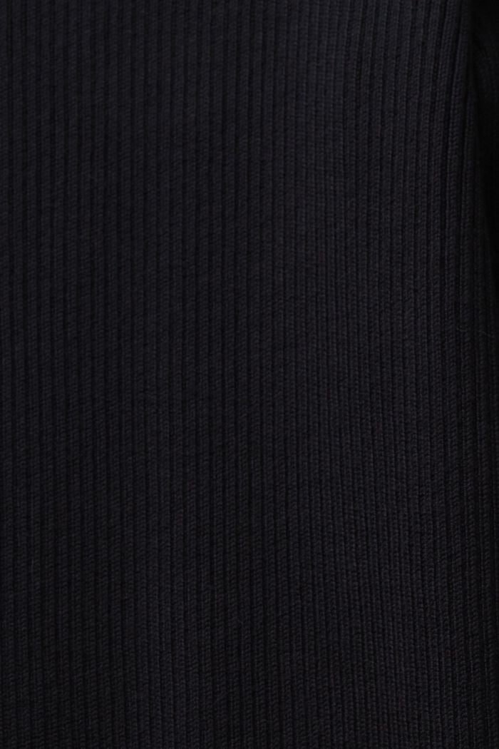 Ribgebreide mini-jurk met opstaande kraag, BLACK, detail image number 5