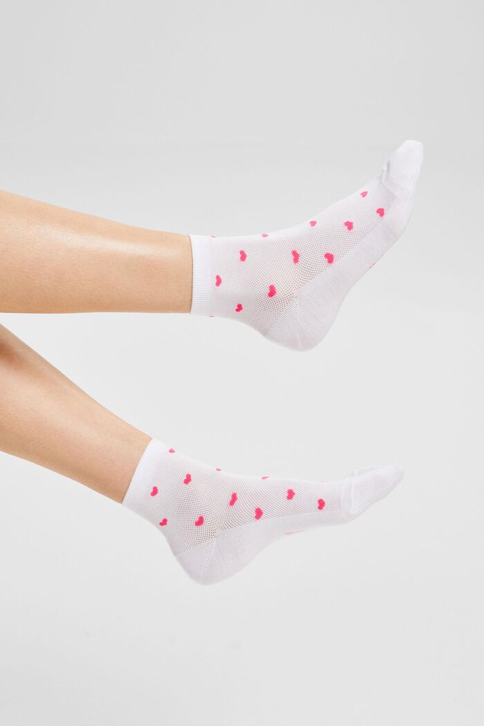 Set van 2 paar sokken met hartjesprint, OFF WHITE, detail image number 1