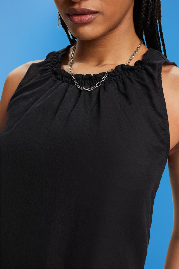 Mouwloze blouse van een linnenmix, BLACK, detail image number 2