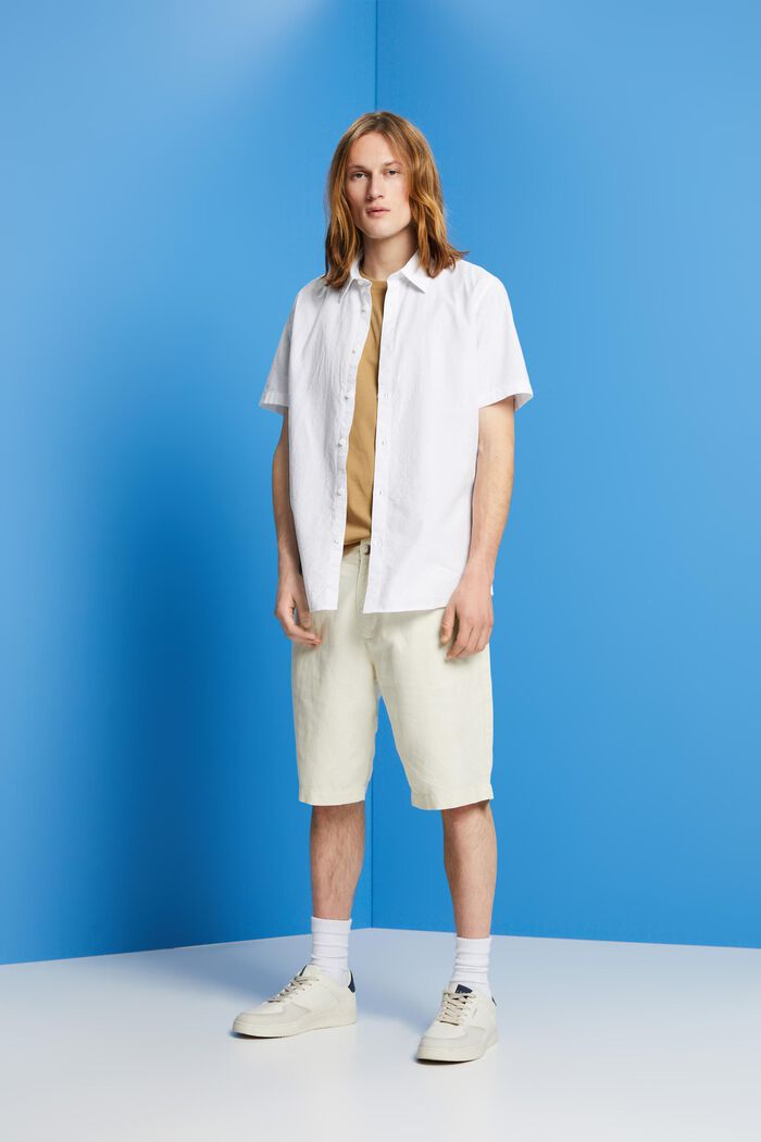 Gestructureerd slim fit-overhemd, WHITE, detail image number 4