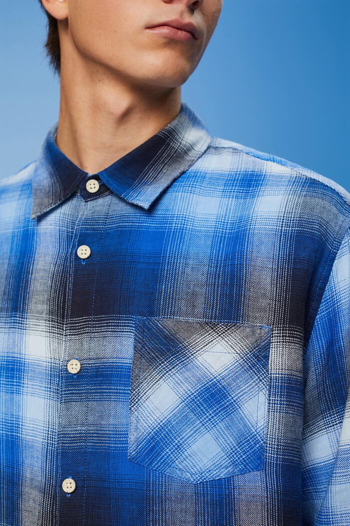 Geruit tartan shirt van een katoen-hennepmix, BLUE, detail image number 2