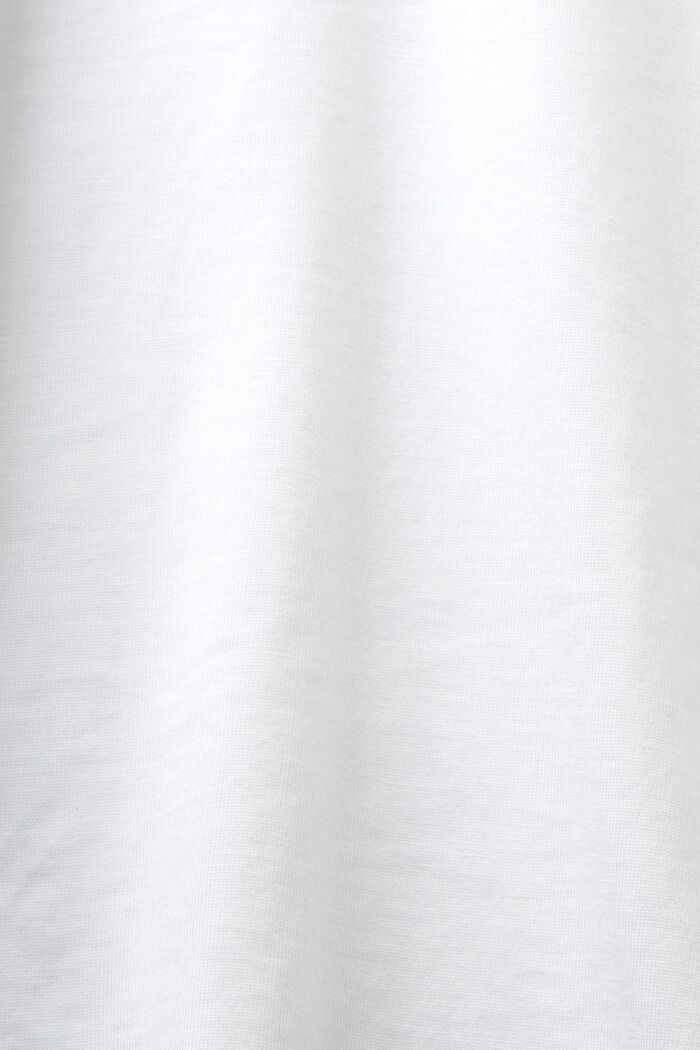 T-shirt met logoborduursel van pimakatoen, WHITE, detail image number 5