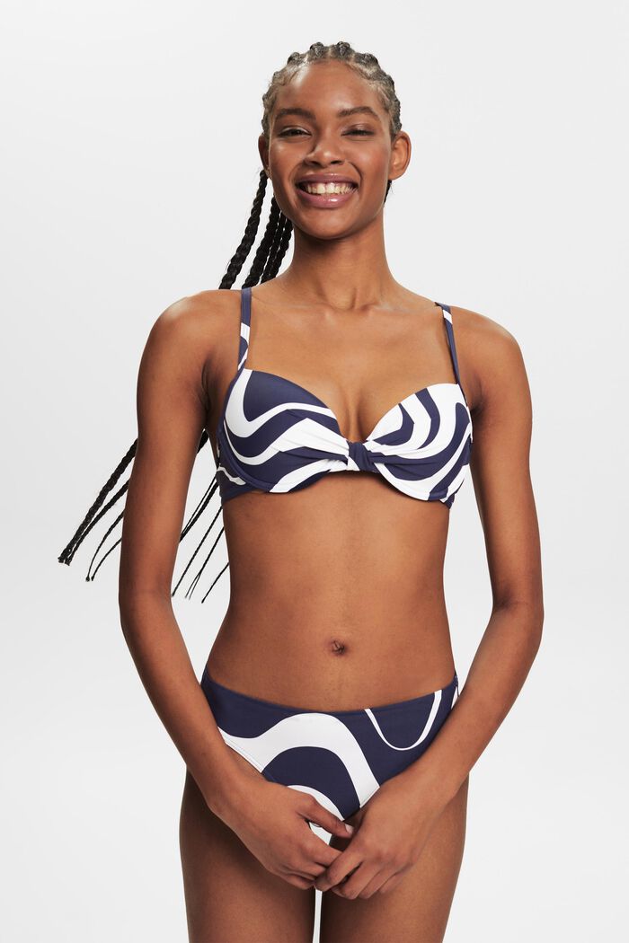 Bas de bikini taille basse à imprimé, NAVY, detail image number 0
