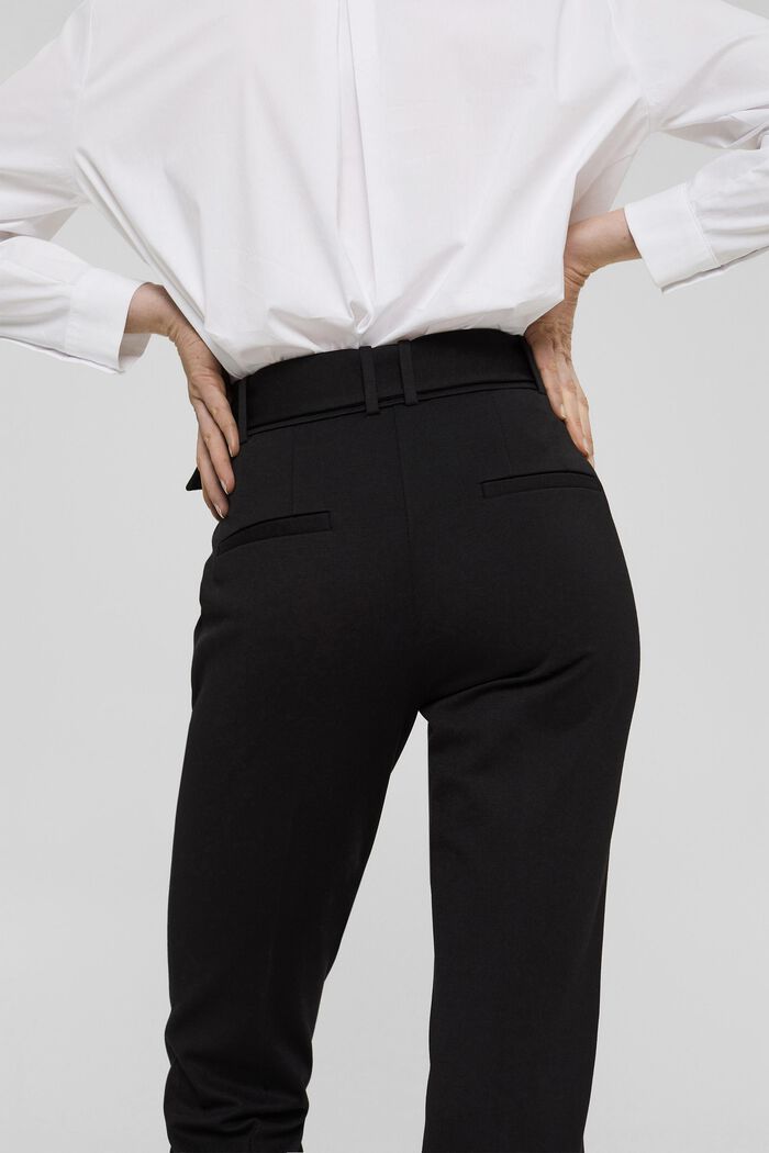 Pantalon stretch à ceinture et jambes droites, BLACK, detail image number 5