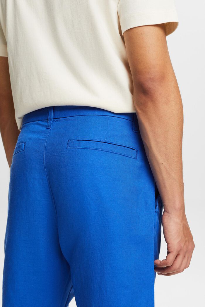Rechtlijnige broek van linnen en katoen, BRIGHT BLUE, detail image number 3