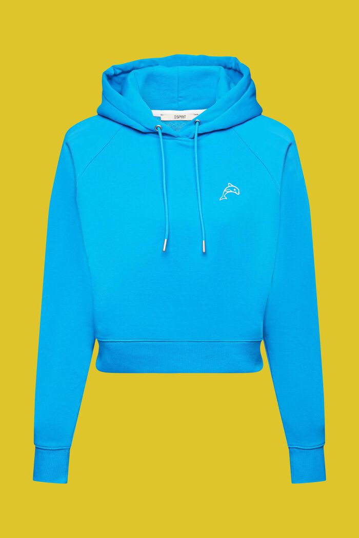 Cropped hoodie met dolfijnenlogo, TURQUOISE, detail image number 6