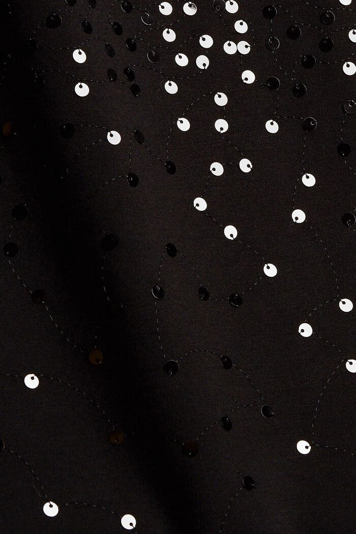 Robe en jersey, rehaussée de mesh et de paillettes, BLACK, detail image number 4