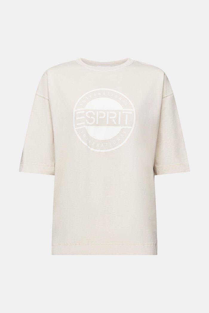 T-shirt van katoen-jersey met logo, LIGHT BEIGE, detail image number 6