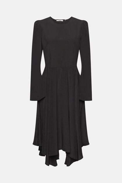 Midi-jurk met lange mouwen, BLACK, overview