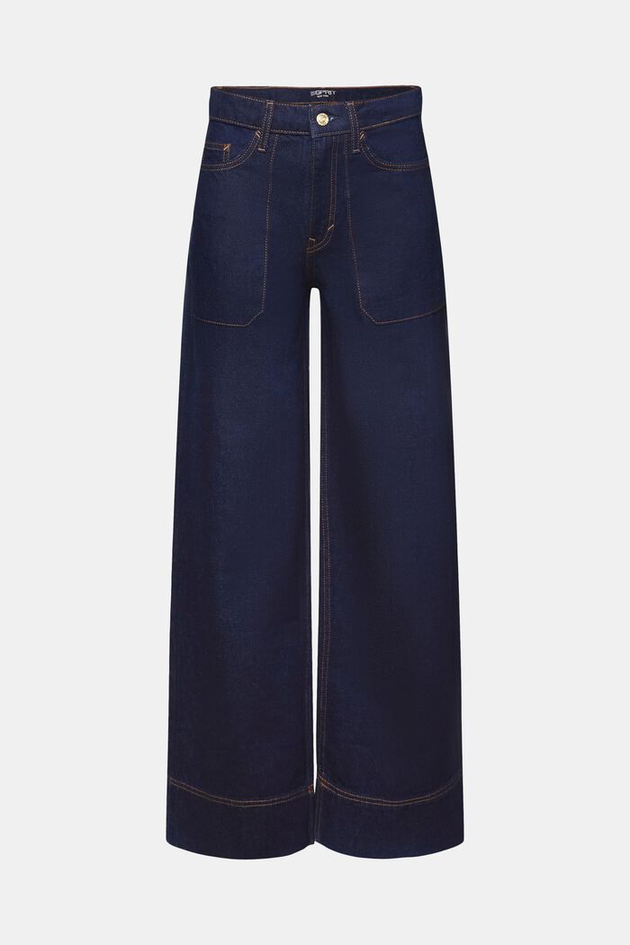 Retro jeans met wijde pijpen, 100% katoen, BLUE RINSE, detail image number 7
