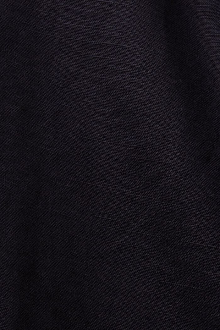 Short avec ceinture à nouer, mélange de coton et de lin, BLACK, detail image number 6