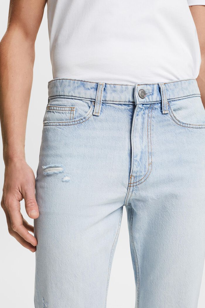 Jeans met middelhoge taille en rechte pijpen, BLUE LIGHT WASHED, detail image number 4