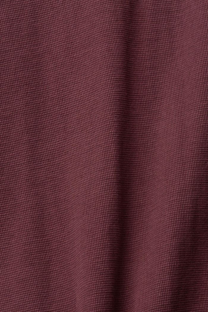 Chemise à manches longues en maille piquée gaufrée, 100 % coton, BORDEAUX RED, detail image number 5