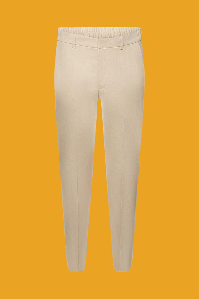 Pantalon de coupe Slim Fit en mélange de coton et de lin, KHAKI BEIGE, detail image number 6