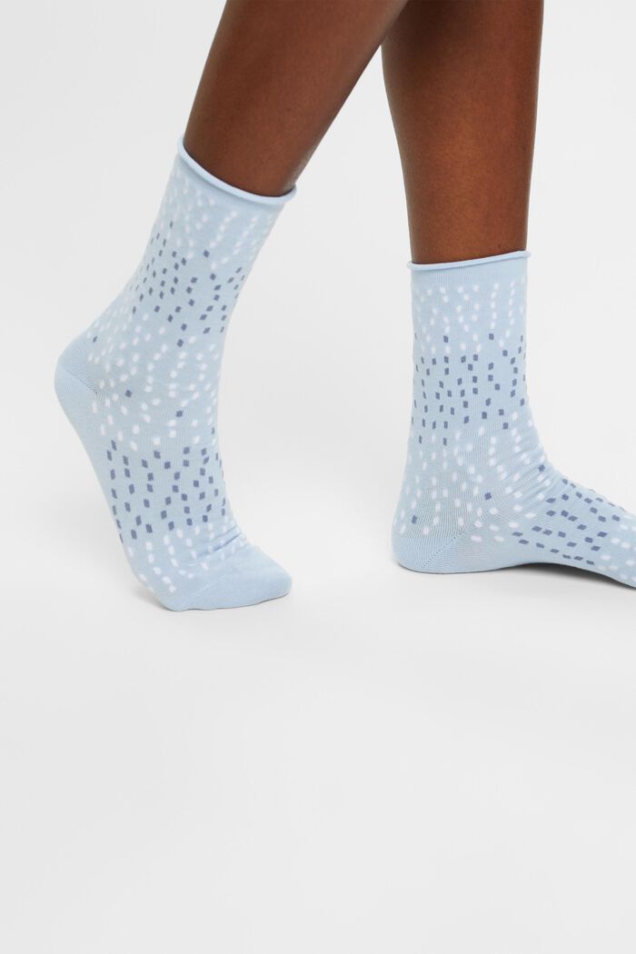 Set van 2 paar sokken met stippenmotief, organic cotton, LIGHT BLUE/NAVY, detail image number 1