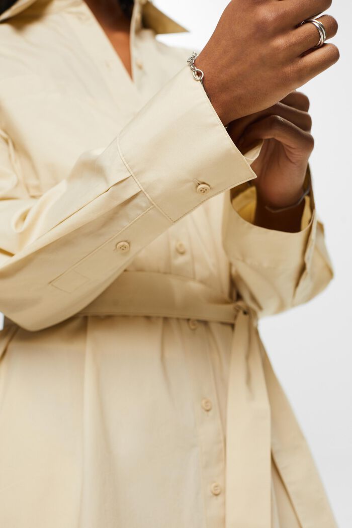 Robe-chemise en popeline dotée d’une ceinture, KHAKI BEIGE, detail image number 4