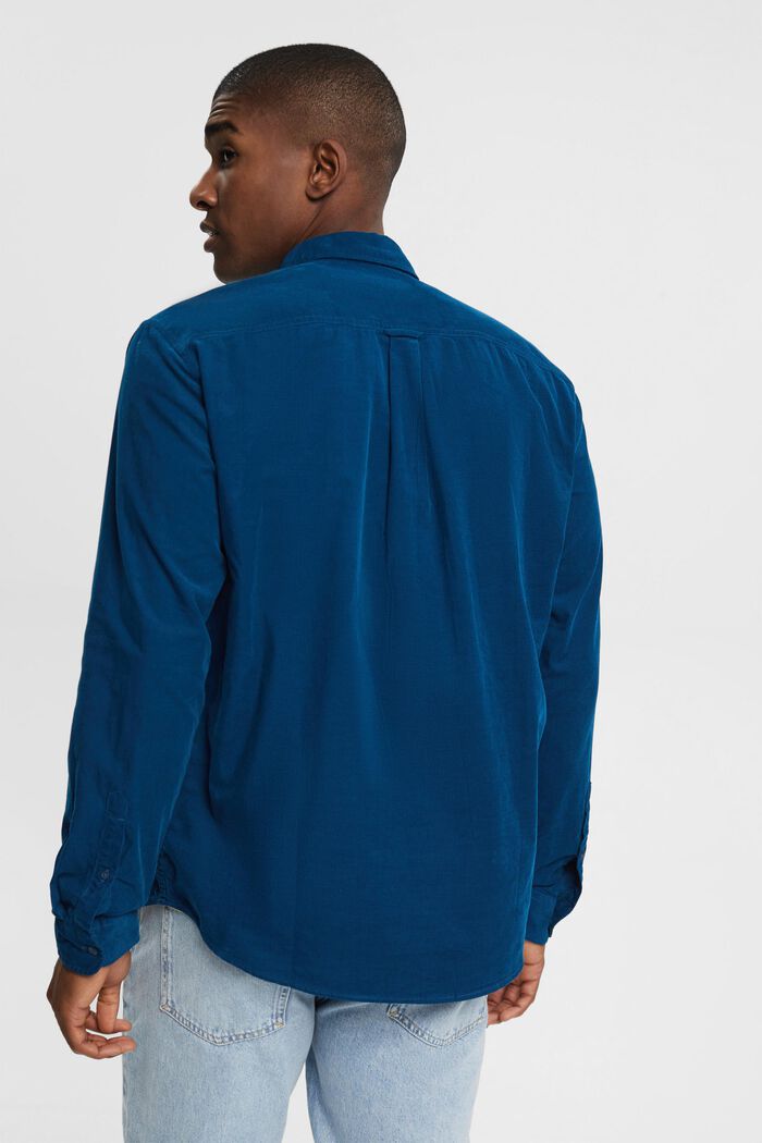 Chemise à col boutonné en velours côtelé, PETROL BLUE, detail image number 4