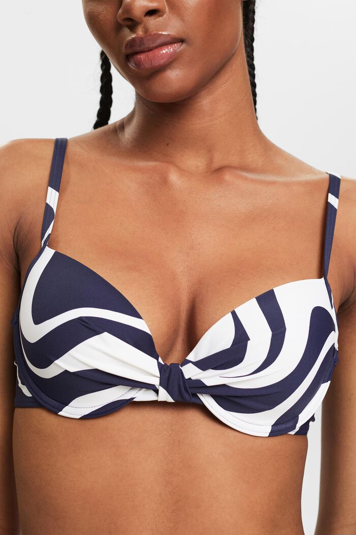 Gewatteerde bikinitop met beugels en print, NAVY, detail image number 1