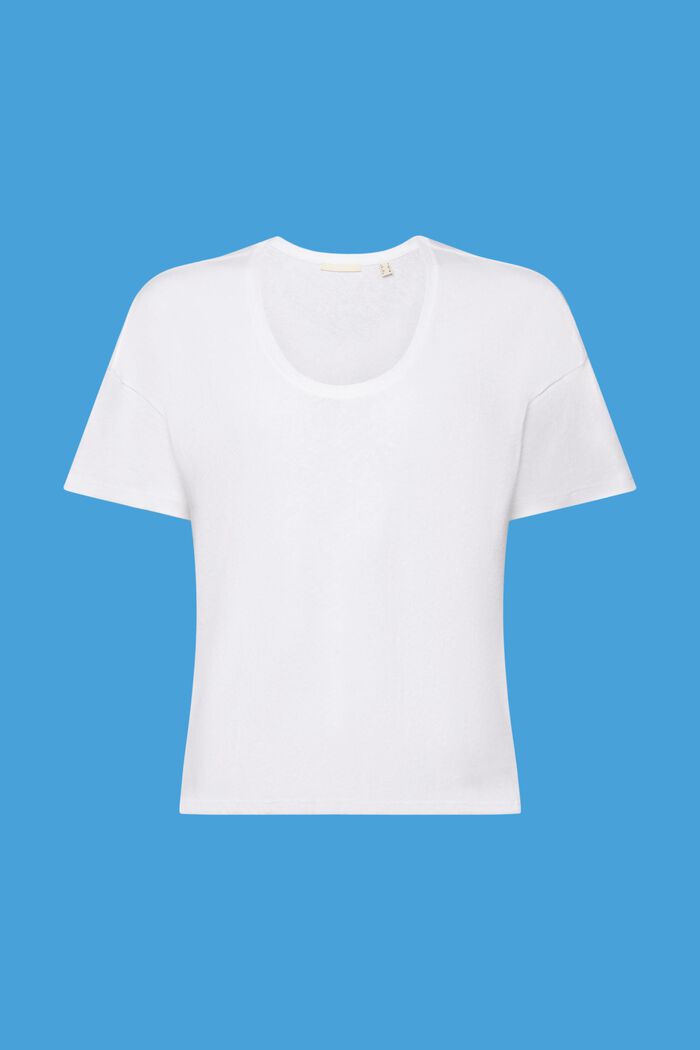 T-shirt en mélange de coton et de lin, WHITE, detail image number 6