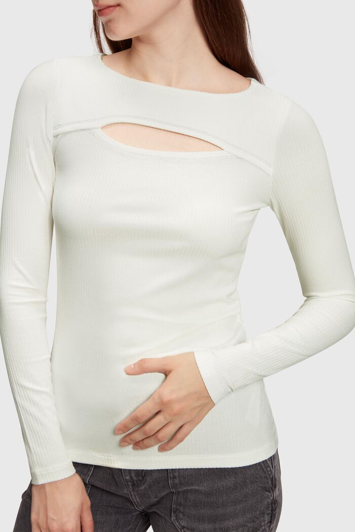 T-shirt à manches longues et découpe, LENZING™ ECOVERO™, OFF WHITE, detail image number 2