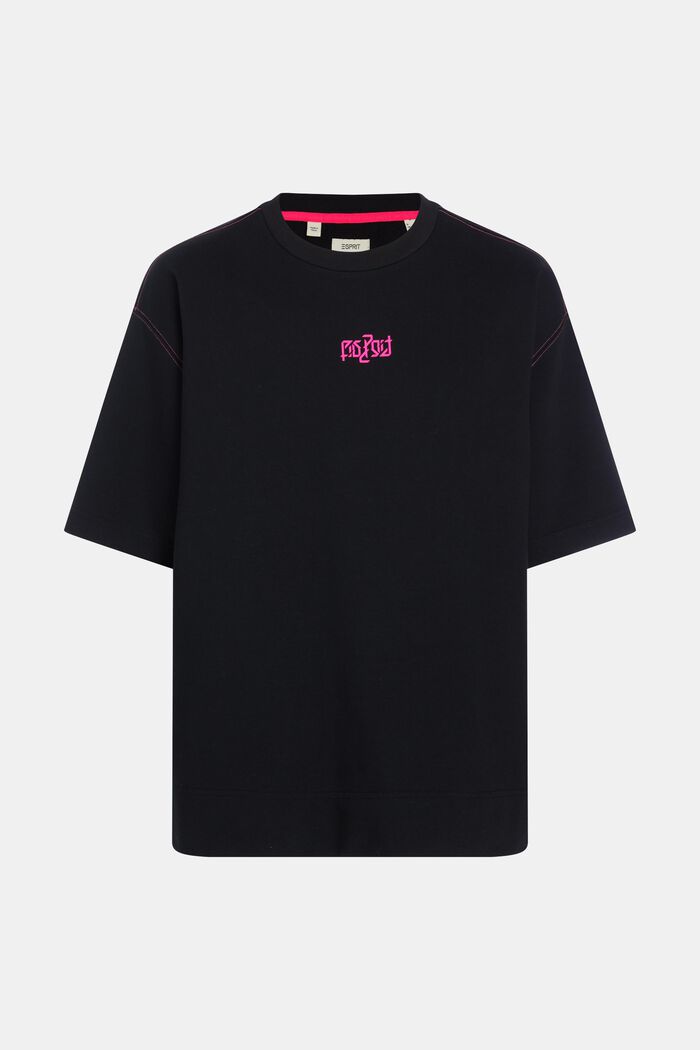 Sweatshirt met comfortabele pasvorm en neonkleurige print, BLACK, detail image number 5