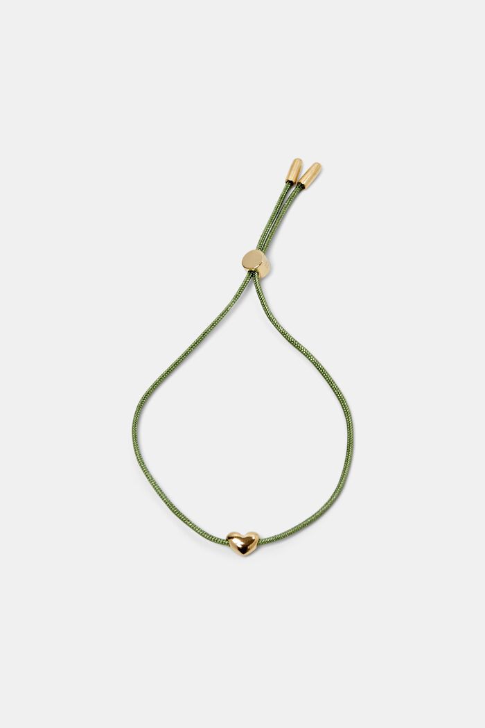 Armband met hartvormige hanger, sterlingzilver, KHAKI GREEN, detail image number 0