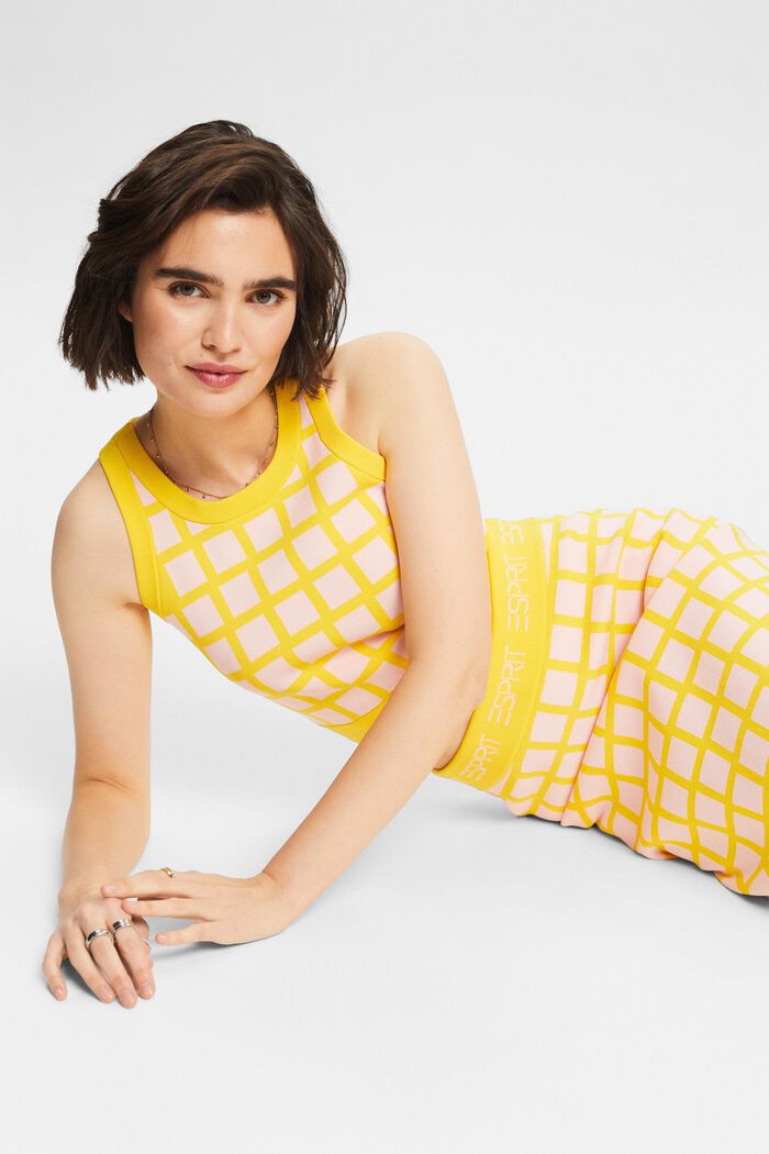 Cropped jacquard trui-top, YELLOW, detail image number 5