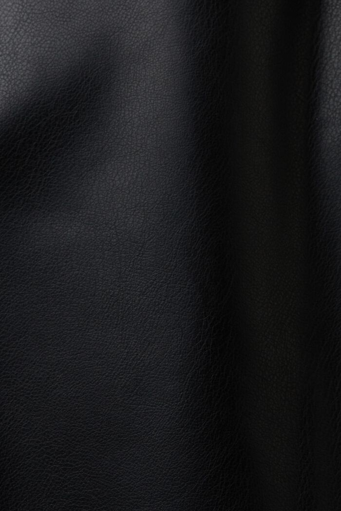 Slim fit broek van imitatieleer met hoge taille, BLACK, detail image number 5