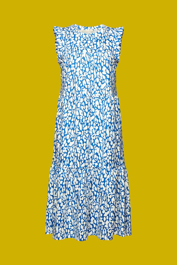 Midi-jurk van jersey met motief, 100% katoen, BRIGHT BLUE, detail image number 6