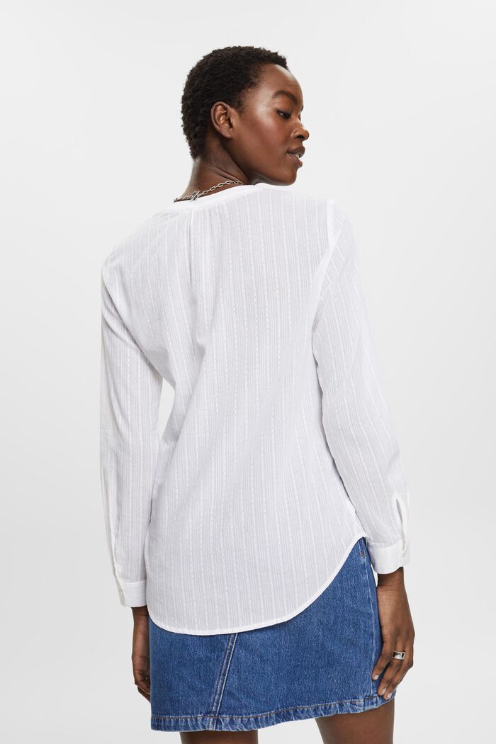 Katoenen blouse met V-hals, WHITE, detail image number 3