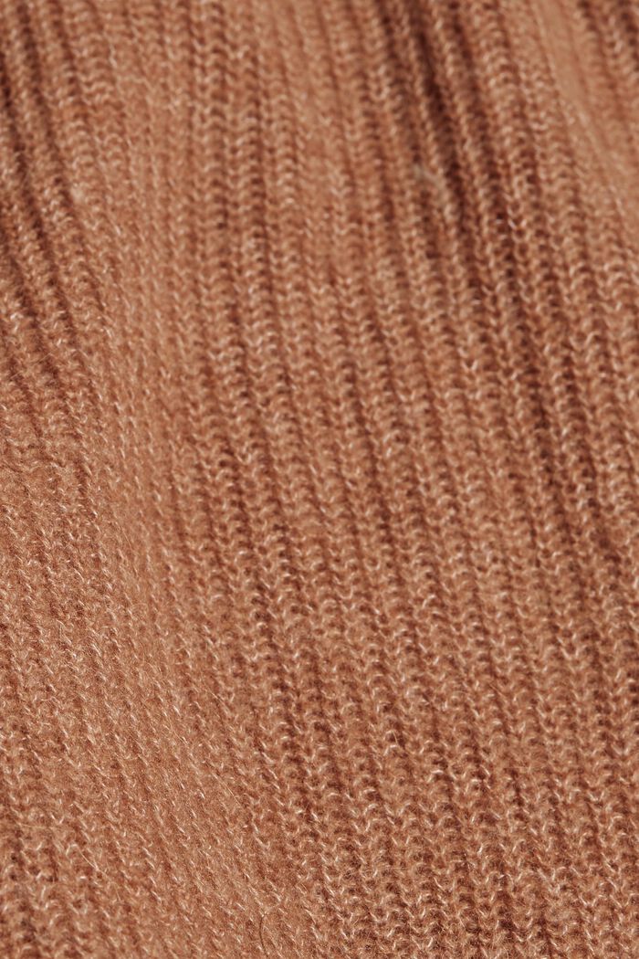À teneur en / laine alpaga : le cardigan en maille côtelée, CARAMEL, detail image number 1