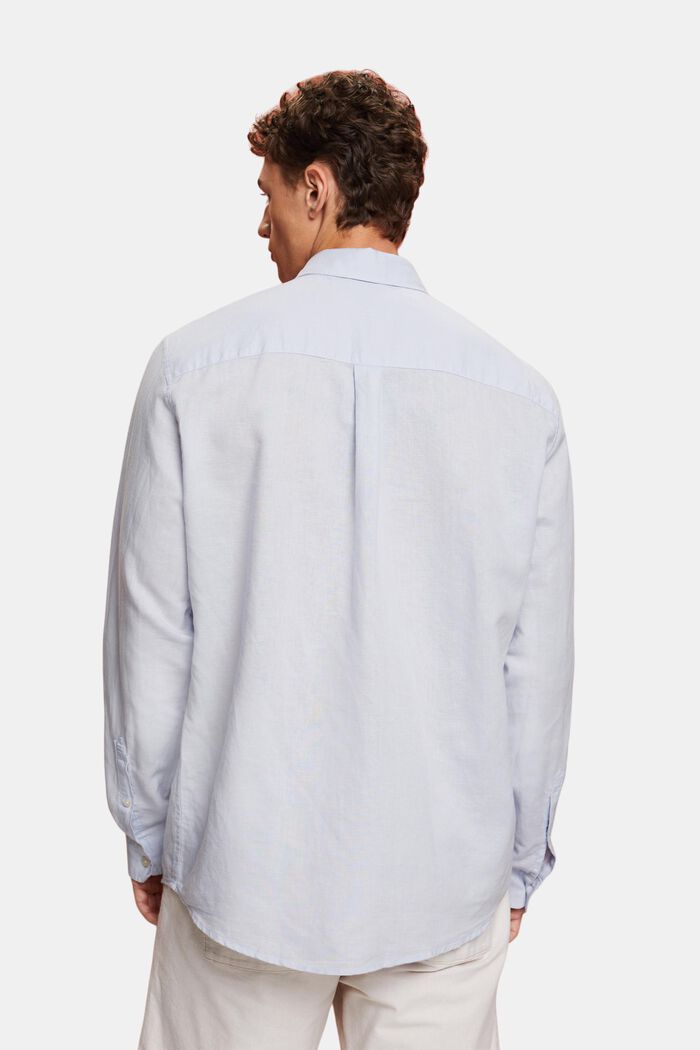 Overhemd met buttondownkraag van een mix van katoen en linnen, LIGHT BLUE, detail image number 3