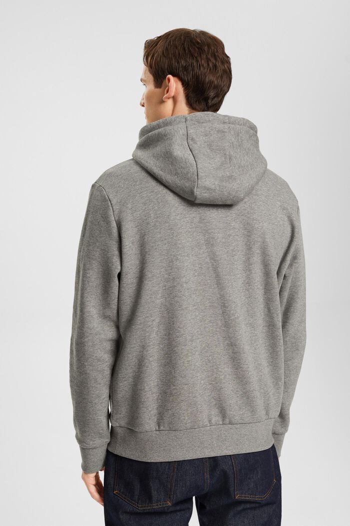 Gemêleerde hoodie met kleine logoprint, MEDIUM GREY, detail image number 3