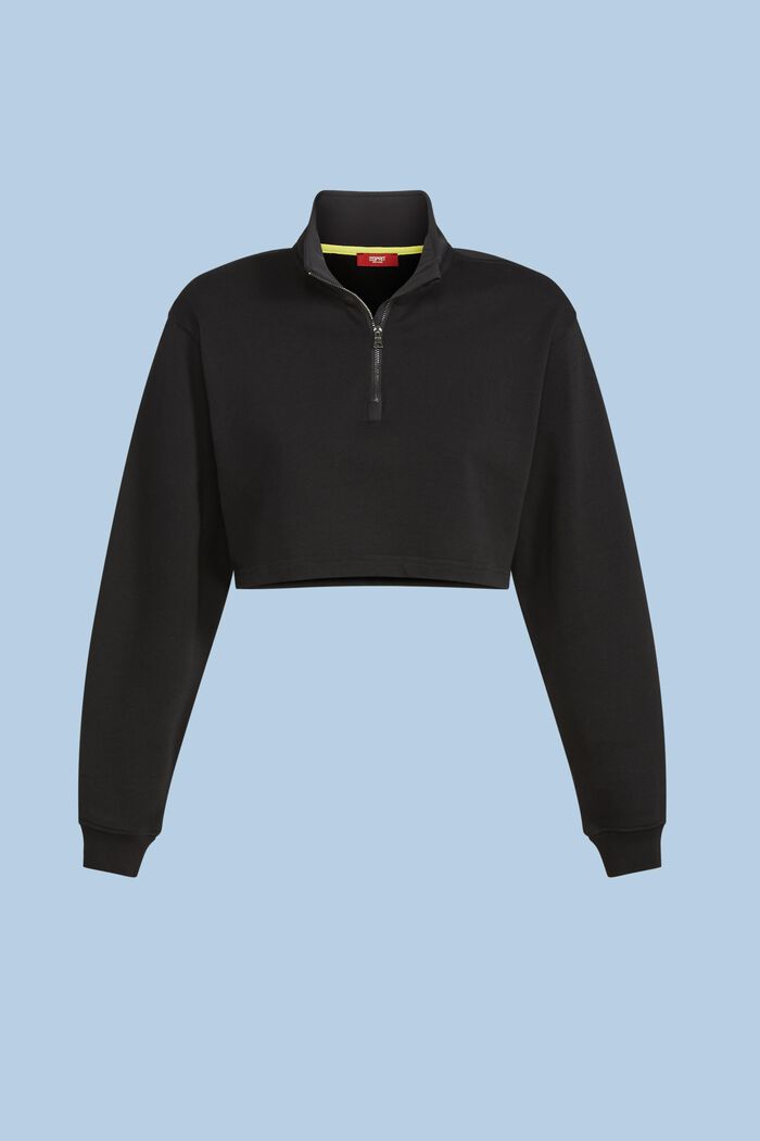 Sweat-shirt court en coton éponge biologique, BLACK, detail image number 5