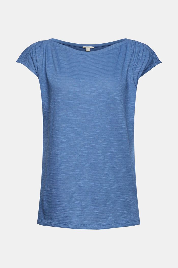Gebreid shirt van een mix met biologisch katoen, BLUE LAVENDER, detail image number 7