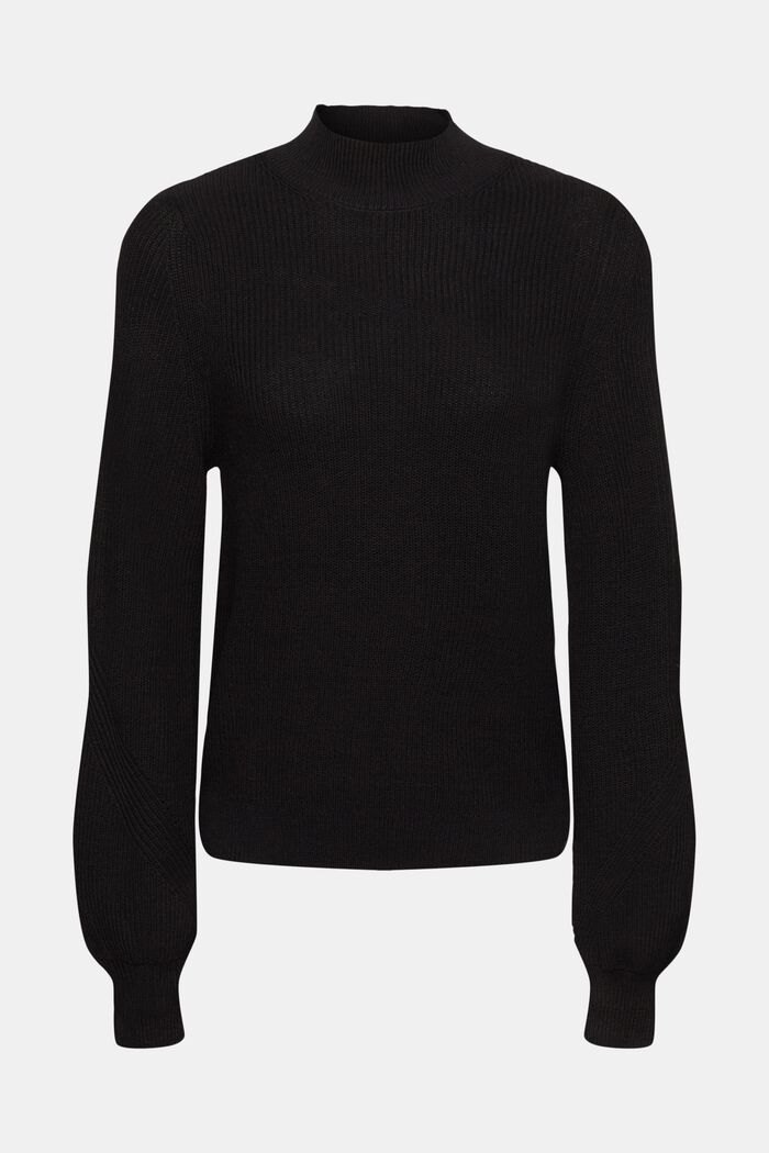 Gebreide trui met opstaande kraag, BLACK, detail image number 7